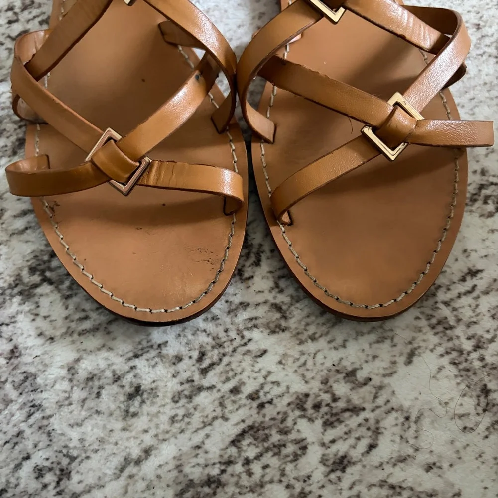 Tory‎ Burch Lucas Gladiator Sandals Leather Browen Women's Size 7.5 M
